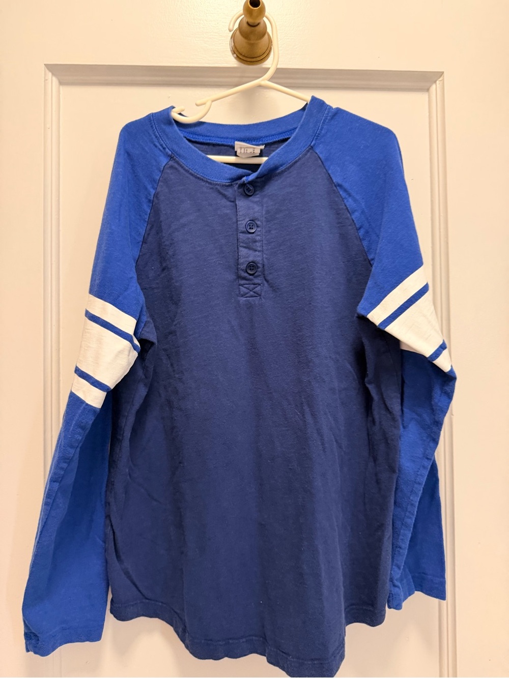 Hanna Andersson Blue Long-Sleeve Henley Shirt for Kids - Stripe Sleeves
